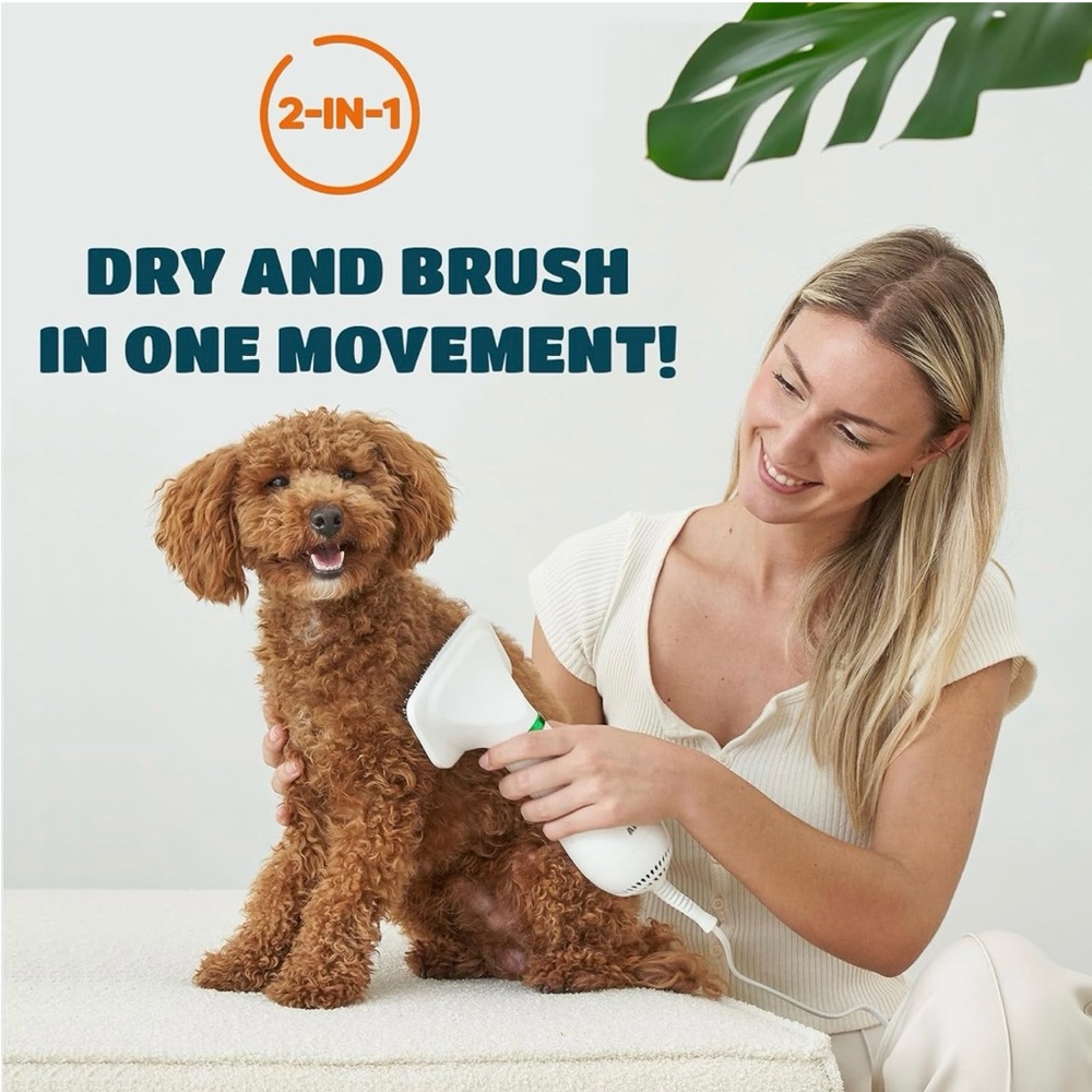 2-in-1 Dog Hair Dryer with Slicker Brush for Small-Sized Dogs and Cats